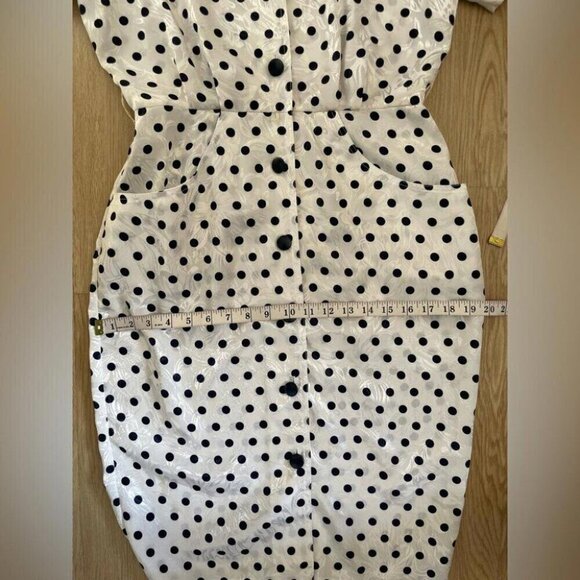 Vintage 80s Polka Dot Dress "Pretty Woman" Glam Satin Jacquard - Picture 12 of 16